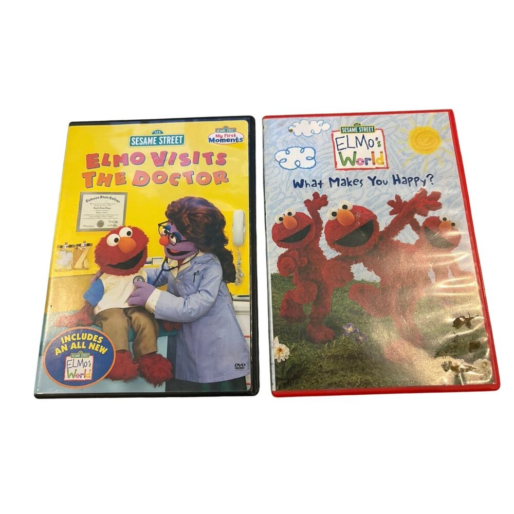 Sesame Street Elmo DVD Lot 2 Elmo‎ Visits Doctor Elmo’s World what makes happy